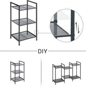 SONGMICS Bathroom Shelf 3-Tier Storage Rack with Adjustable Shelf Black BSC33BK