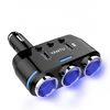 Port 3 Way Auto Car Charger With Dual USB Lighter Socket DC 12V Plug Adapter