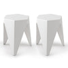 ArtissIn Set of 2 Puzzle Stool Plastic Stacking Stools Chair Outdoor Indoor White