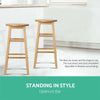 Artiss Set of 2 Beech Wood Backless Bar Stools - Natural