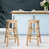 Artiss Set of 2 Beech Wood Backless Bar Stools - Natural