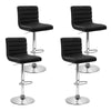 Artiss Set of 4 PU Leather Lined Pattern Bar Stools- Black and Chrome