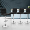 Artiss Set of 4 PU Leather Lined Pattern Bar Stools- Black and Chrome