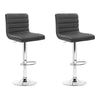 Artiss Set of 2 PU Leather Lined Pattern Bar Stools- Grey and Chrome