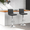 Artiss Set of 2 PU Leather Lined Pattern Bar Stools- Grey and Chrome