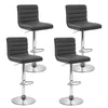 Artiss Set of 4 PU Leather Lined Pattern Bar Stools- Grey and Chrome