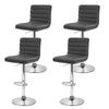 Artiss Set of 4 PU Leather Lined Pattern Bar Stools- Grey and Chrome