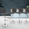 Artiss Set of 4 PU Leather Lined Pattern Bar Stools- Grey and Chrome