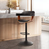 Artiss Bar Stool Curved Gas Lift PU Leather - Black and Wood