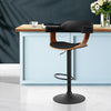 Artiss Bar Stool Curved Gas Lift PU Leather - Black and Wood