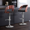 Artiss Set of 2 Wooden PU Leather Gas Lift Bar Stool - Black and Wood