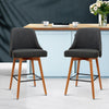 Artiss Set of 2 Wooden Fabric Bar Stools Square Footrest - Charcoal