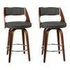 Artiss Set of 2 Wooden Swivel Bar Stools - Charcoal, Wood and Chrome