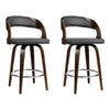 Artiss Set of 2 Walnut Wooden PU Leather Bar Stools - Grey and Walnut