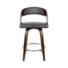 Artiss Set of 2 Walnut Wooden PU Leather Bar Stools - Grey and Walnut