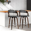 Artiss Set of 2 Walnut Wooden PU Leather Bar Stools - Grey and Walnut