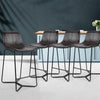 Artiss Set of 4 PU Leather Metal Bar Stools - Brown and Black