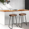 Artiss Set of 2 Backless Elm Wood Bar Stools 75cm - Black