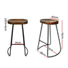 Artiss Set of 4 Elm Wood Backless Bar Stools 75cm - Black