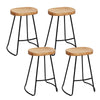 Artiss Set of 4 Elm Wood Backless Bar Stools 65cm - Black and Light Natural