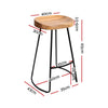 Artiss Set of 4 Elm Wood Backless Bar Stools 65cm - Black and Light Natural