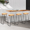 Artiss Set of 4 Elm Wood Backless Bar Stools 75cm - Black and Light Natural