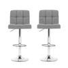 Artiss Set of 2 Fabric Swivel Bar Stools - Grey