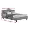 Lars Bed Frame Fabric - Grey Double