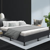 Bed Frame Base Queen Size Mattress Platform Foundation Wooden Fabric Charcoal TOMI