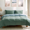 Cosy Club Washed Cotton Quilt Set Green Blue Double