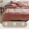 Cosy Club Washed Cotton Quilt Set Pink Brown Double