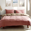 Cosy Club Washed Cotton Quilt Set Pink Brown Queen