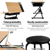 Artiss Tilt Drafting Table Stool Set - Natural & Black