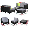 Gardeon 6pcs Outdoor Sofa Lounge Setting Couch Wicker Table Chairs Patio Furniture Black