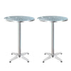 Gardeon 2pcs Outdoor Bar Table Furniture Adjustable Aluminium Cafe Table Round