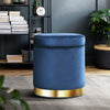 Artiss Foot Stool Round Velvet Storage Ottoman Foot Rest Pouffe Footstool Navy