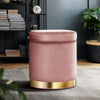 Artiss Round Velvet Foot Stool Storage Ottoman Foot Rest Pouffe Padded Seat Pink