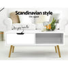 Artiss Coffee Table Storage Drawer Open Shelf Wooden Legs Scandinavian White