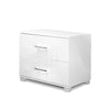 Artiss High Gloss Two Drawers Bedside Table - White