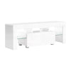 Artiss 130cm RGB LED TV Stand Cabinet Entertainment Unit Gloss Furniture Drawer Tempered Glass Shelf White