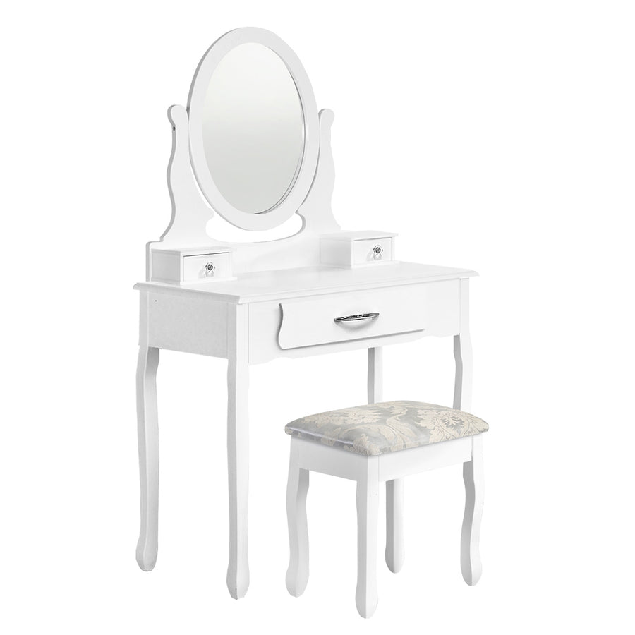 Artiss Dressing Table Stool Makeup Mirror Drawer White Jewellery Cabin