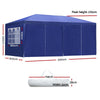 Instahut Gazebo 3x6m Outdoor Marquee side Wall Gazebos Tent Canopy Camping Blue 8 Panel
