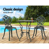 Gardeon Outdoor Furniture Chairs Table 3pc Aluminium Bistro Green