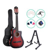 Alpha 34" Inch Guitar Classical Acoustic Cutaway Wooden Ideal Kids Gift Children 1/2 Size Red with Capo Tuner