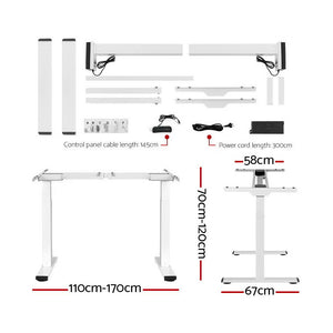 Artiss Standing Desk Electric Height Adjustable Sit Stand Desks White 140cm