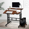 Artiss Twin Laptop Table Desk - Dark Wood