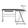 Artiss Corner Metal Pull Out Table Desk - Black