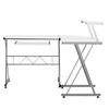 Artiss Corner Metal Pull Out Table Desk - White