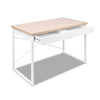 Artiss Metal Desk with Drawer - White with Wooden Top