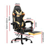 Artiss Office Chair Gaming Chair Computer Chairs Recliner PU Leather Seat Armrest Footrest Black Golden